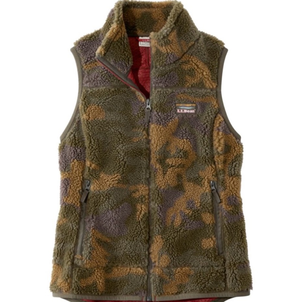 LL Bean Camo Pile Fleece Vest